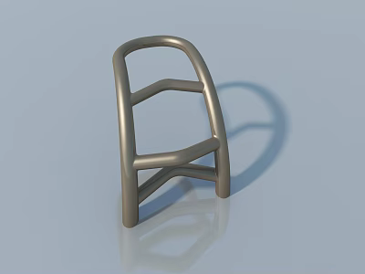 Silver Gray Metallic Chair Frame With Minimalist Curved Structure And Supportive Design 3d model