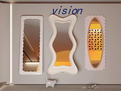Modern Stylish Bathroom Mirrors With Unique Shapes 3d model