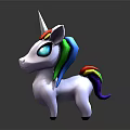 Cute Cartoon Unicorn Toy With Rainbow Mane Tail White Body And Blue Green Eyes