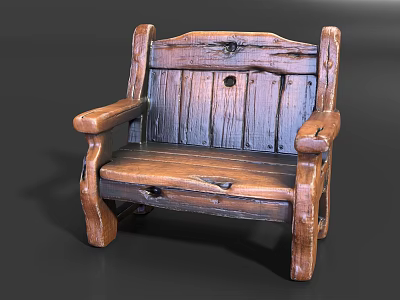 Wooden Outdoor Chair With Armrests And Natural Texture For Garden Seating 3d model