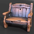 Wooden Outdoor Chair With Armrests And Natural Texture For Garden Seating
