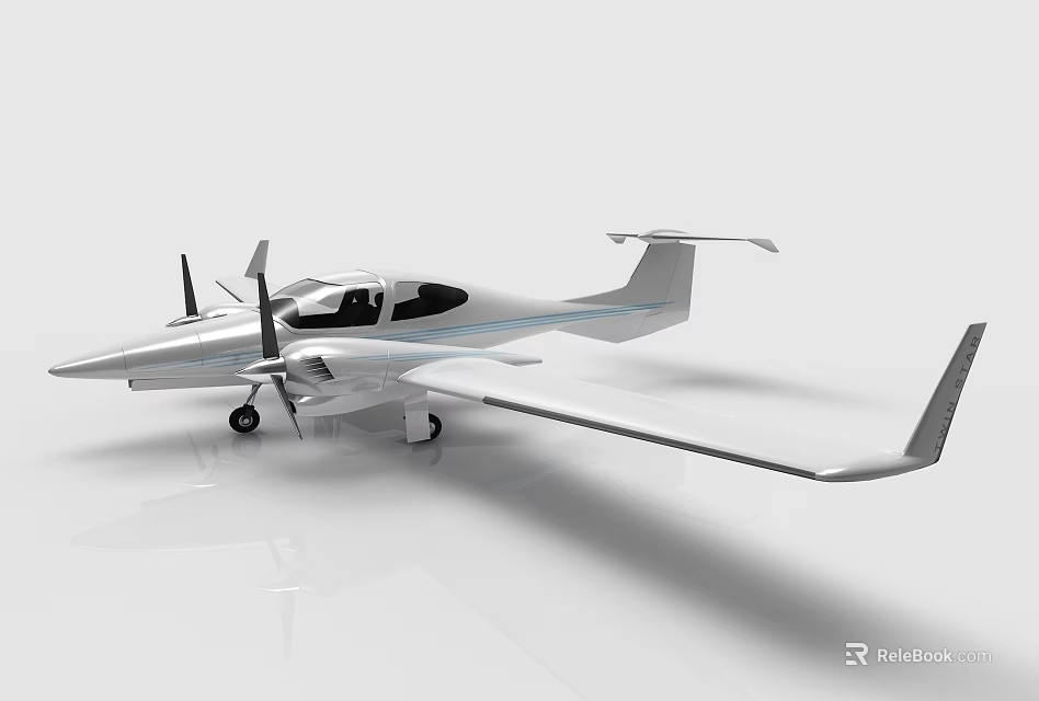 White Passenger Aircraft With Propellers Long Wings And Streamlined Design 3d model