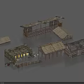 Traditional Rustic Wooden House Design With Multiple Huts Roofs Porch And Fence