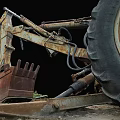 Old Rusty Farm Tractor Parked on Muddy Ground with Visible Body Rust 3d model