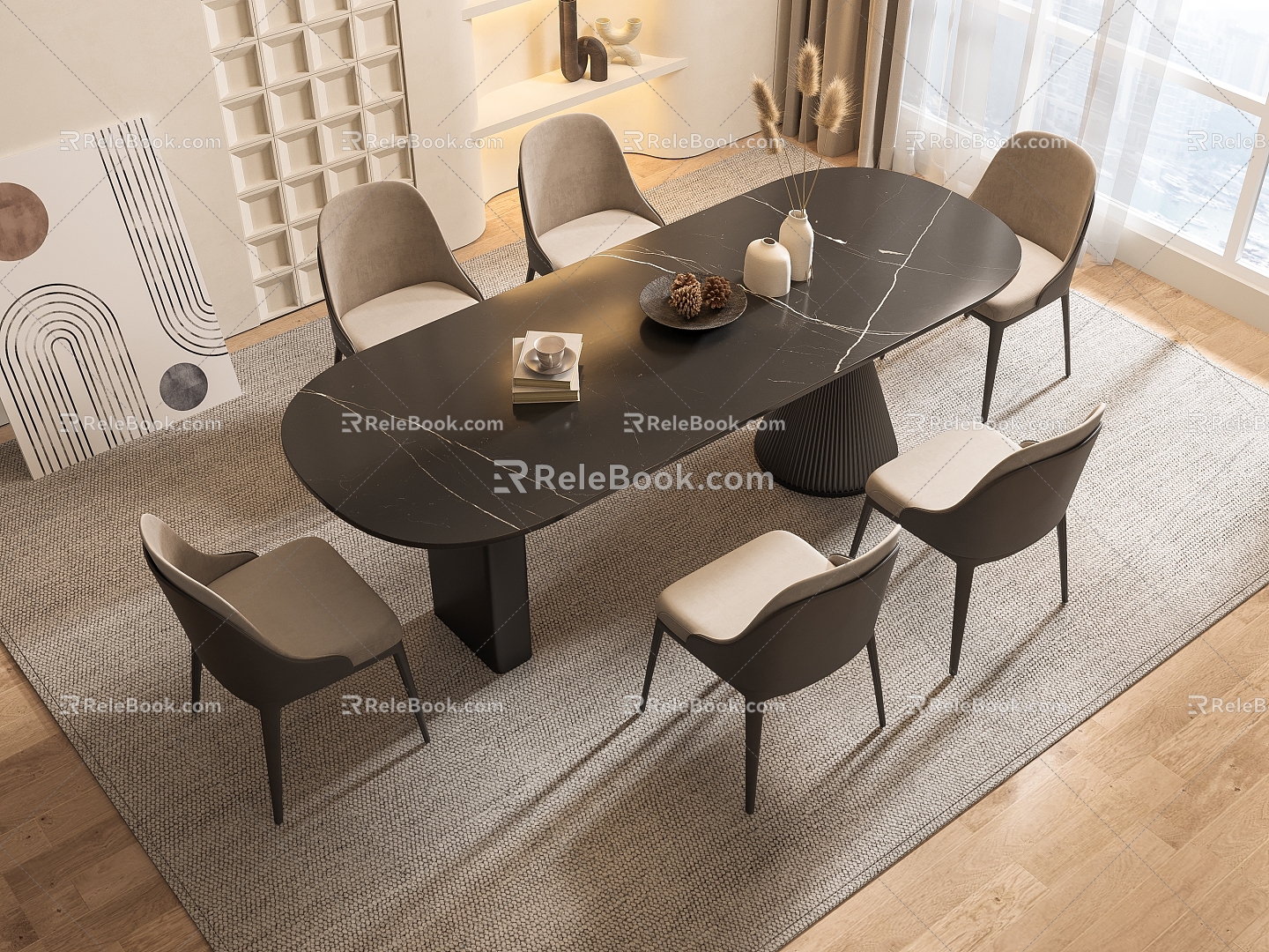 Modern Dining Table and Chair Combination Dining Table and Chair 3d model