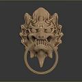 Traditional Mythical Beast Head Bronze Door Knocker With Intricate Carved Details