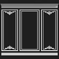 Black Panel Construction Components With Silver Borders And Decorative Carvings