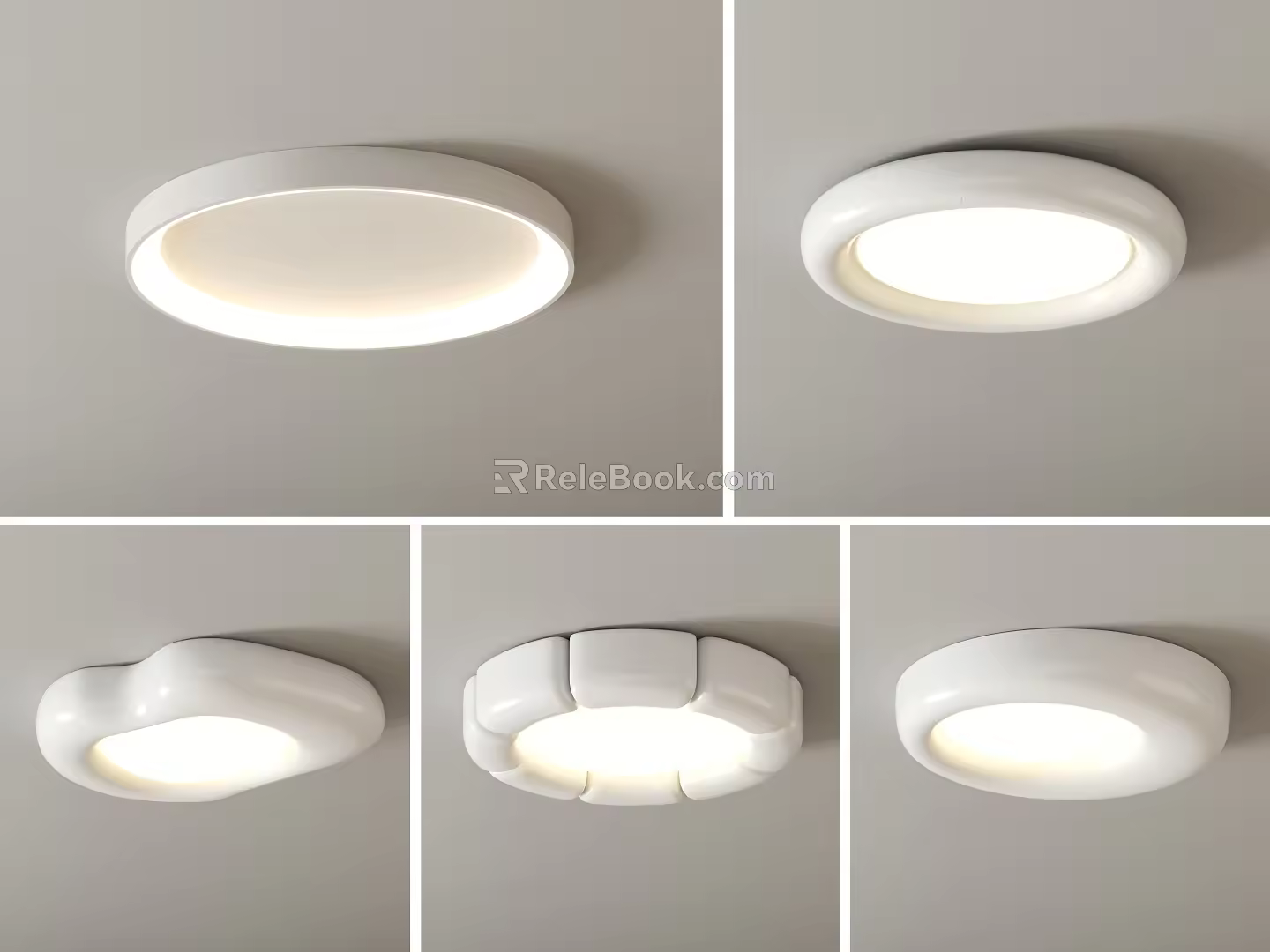 Cream wind ceiling lamp square ceiling lamp round geometric ultra-thin bedroom living room lamp combination 3d model