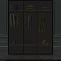 Elegant Modern Wardrobe With Dark Glass Doors Hanging Clothes And Bottom Drawers
