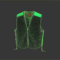 Black And Green Daily Use Vest With Zipper Side Straps And Inner Label