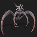 Dark Alien Monster Creature Design With Horns Wings And Long Limbs