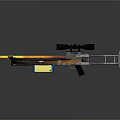 Modern Crossbow with Scope Wooden Stock Metal Frame and Yellow Rod