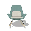 Comfortable Teal And Beige Upholstered Rocking Accent Chair With Wooden Legs