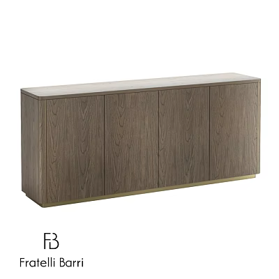 Modern Oak Wood Dresser With Four Doors And Smooth Surface Design 3d model