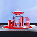 Modern Red Fashion Exhibition Booth With Circular Design And White Structure 3d model