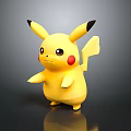 Yellow Cartoon Character Doll With Black Tipped Ears Red Cheeks And Long Tail