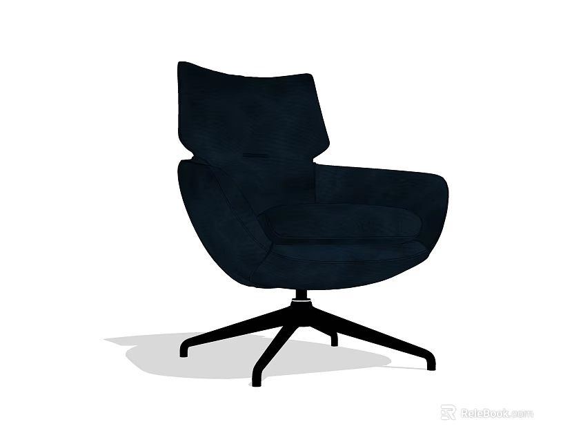 Modern Black Single Sofa With Swivel Base And Minimalist Design 3d model