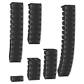 Black Stackable Audio Speakers With Various Sizes And Modern Design Features