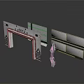 Modern Exit Gate With Metal Structure Automatic Sliding Door And Warning Stripes