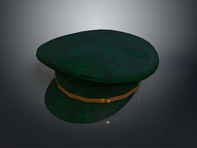 Green Classic Hat With Brown Belt And Metal Buckle For Daily Use 3d model