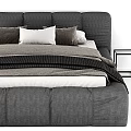 Modern Gray Double Bed With Soft Linens Plush Pillows And Side Nightstands 3d model