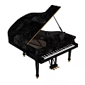 Elegant Black Grand Piano with Open Lid and Classic Keyboard Design