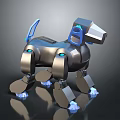 Robotic Dog With Mechanical Structure And Metallic Body Blue Accents And Glowing Lights On Paws