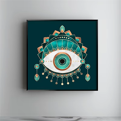 Modern Decorative Painting Simple Green Study Abstract Eyes 3d model