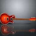 Red Electric Guitar As Daily Living Item With Shiny Reflection On Gray Gradient Background