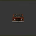 Old Red Toy Car With Broken Windows And Worn Rough Surface