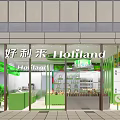 Bright Green Dessert Shop Interior Design With Display Cases And Various Desserts