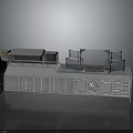 Modern 3D Model of Cabinet Structure With Multiple Shelves Circular Decorative Panels Console Display Features