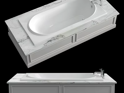 Modern White Bathtub Design With Marble Countertop And White Base 3d model