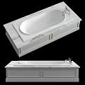 Modern White Bathtub Design With Marble Countertop And White Base