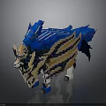 Fantasy Mythical Blocky Creature With Blue Wings Yellow Mane And Intricate Design