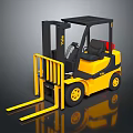 Yellow Industrial Forklift With Black Frame Cabin Forks And Wheels