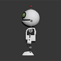 Silver Robot Character With Green Eyes Red Antenna And R2 Label Standing On Dark Background