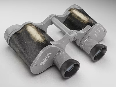 Vintage Style Commercial Binoculars With Metallic Frame And Leather Wrapped Barrels For Professional Observation 3d model