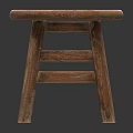 Wooden Stool With Round Seat Natural Wood Grain And Cross Support Legs Design