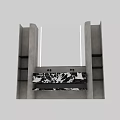 Modern Bathroom Washbasin With Black White Marble Countertop Large Mirror And LED Lighting