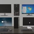 All in One And Tower Desktop Computers With Monitors Keyboards Mouse 3d model