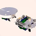 Small Mobile Daily Electrical Appliance Featuring Metal Casing Wheels and Green Circuit Board Components