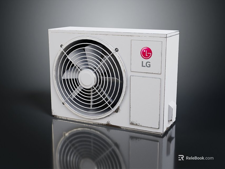 LG Air Conditioner Fan With White Compact Design And Front Grille 3d model 