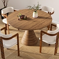 Middle ancient style log dining table table and chair combination 3d model