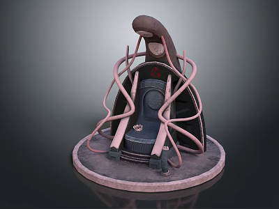 Abstract Mechanical Structure With Circular Base And Pink Winding Tubes 3d model
