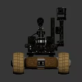 Mobile Robotic Device With Mechanical Structure Black White Body And Yellow Wheels Design 3d model