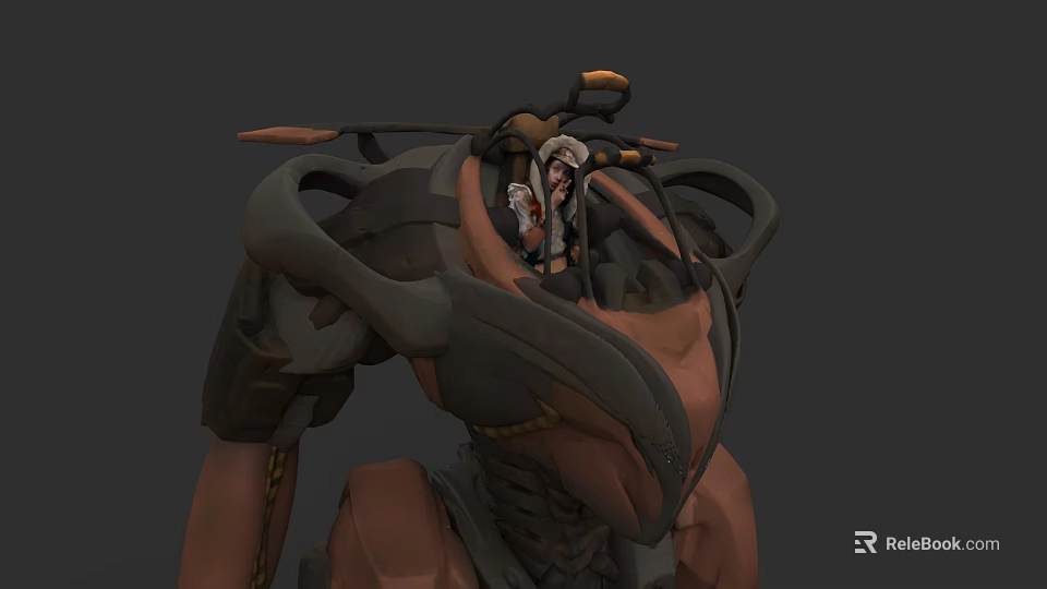 Futuristic Game Movie Character With Mechanical Armor Shoulder Plates And Muscular Build Design 3d model 