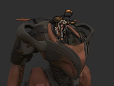 Futuristic Game Movie Character With Mechanical Armor Shoulder Plates And Muscular Build Design 3d model