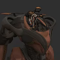 Futuristic Game Movie Character With Mechanical Armor Shoulder Plates And Muscular Build Design