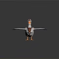 3D Duck Game Movie Character With Brown Vest Colorful Backpack And Spread Wings